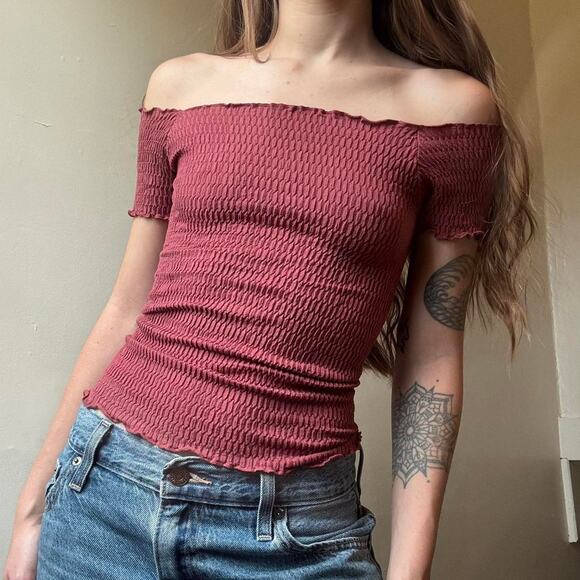 Intimately Free People Off Shoulder Berry Top XS Small Bodycon - Picture 2 of 2